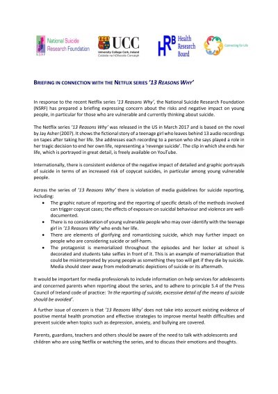 NSRF Briefing, 13 Reasons Why-1 NSRF Briefing, 13 Reasons Why-1